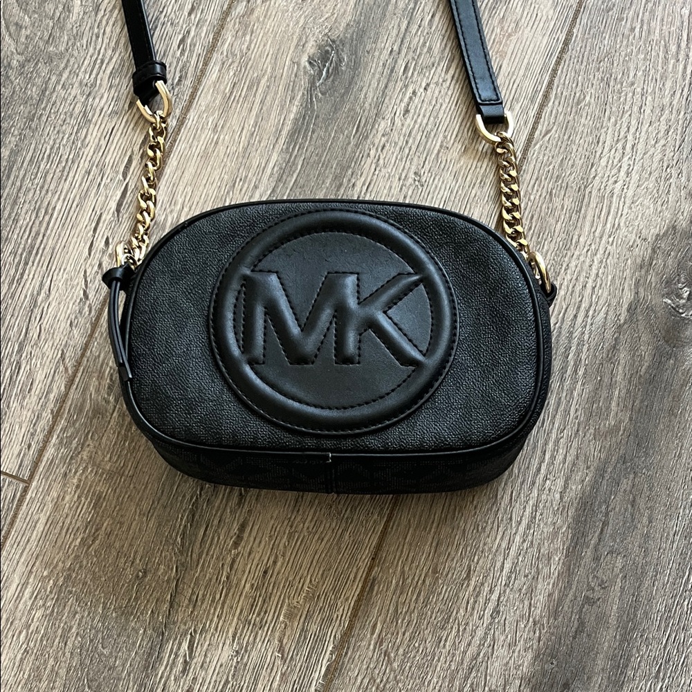 Michael Kors Black Crossbody with Gold Chain